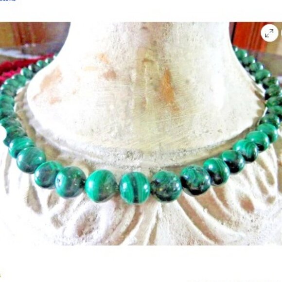 ALEXANDRA'S ACCENTS Artisan Malachite 23" Necklace Green Graduated Beads 16-8 mm - Picture 1 of 7